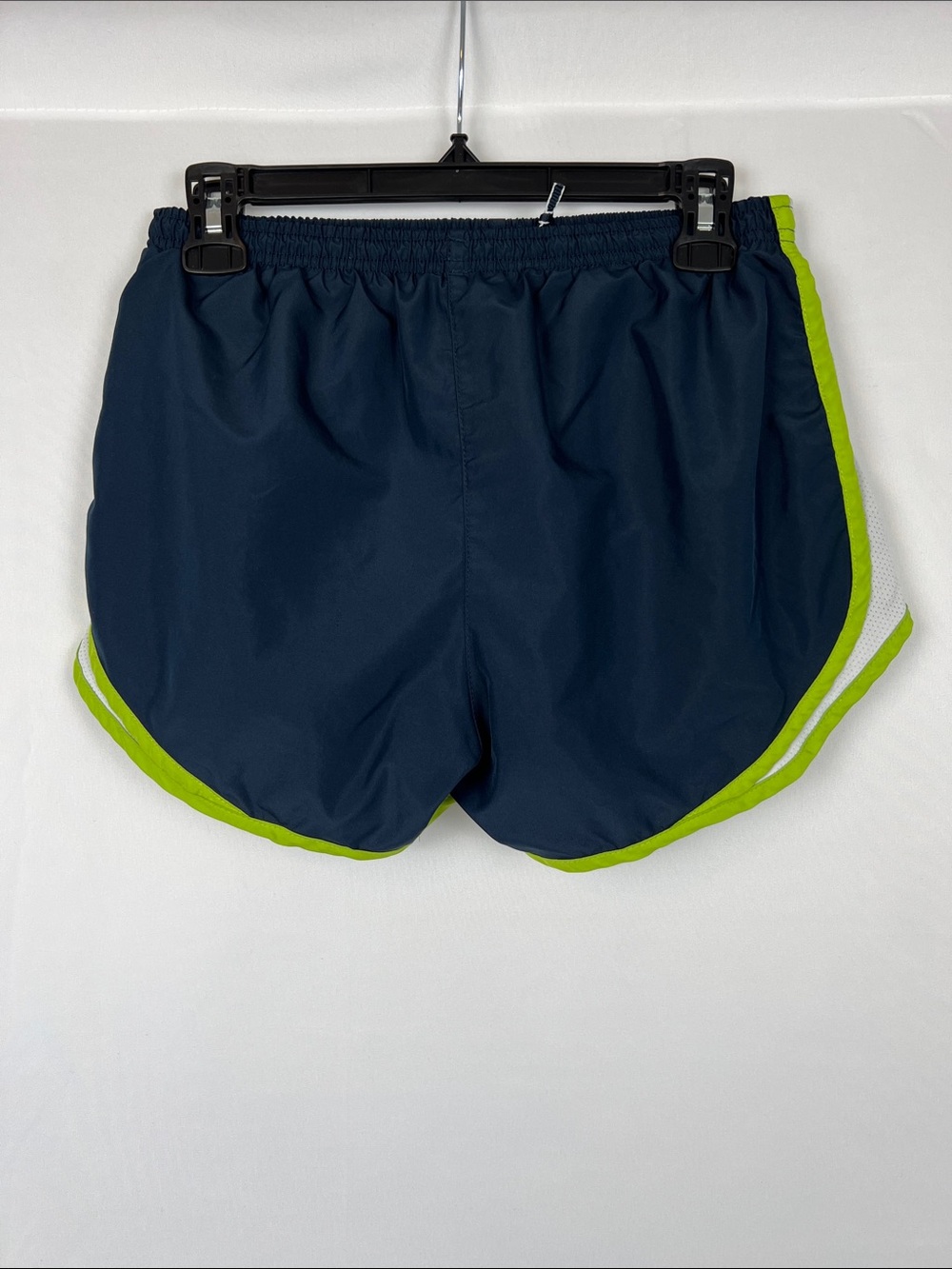 Nike Women's Navy Athletic Shorts with Lime Trim - Picture 4 of 10